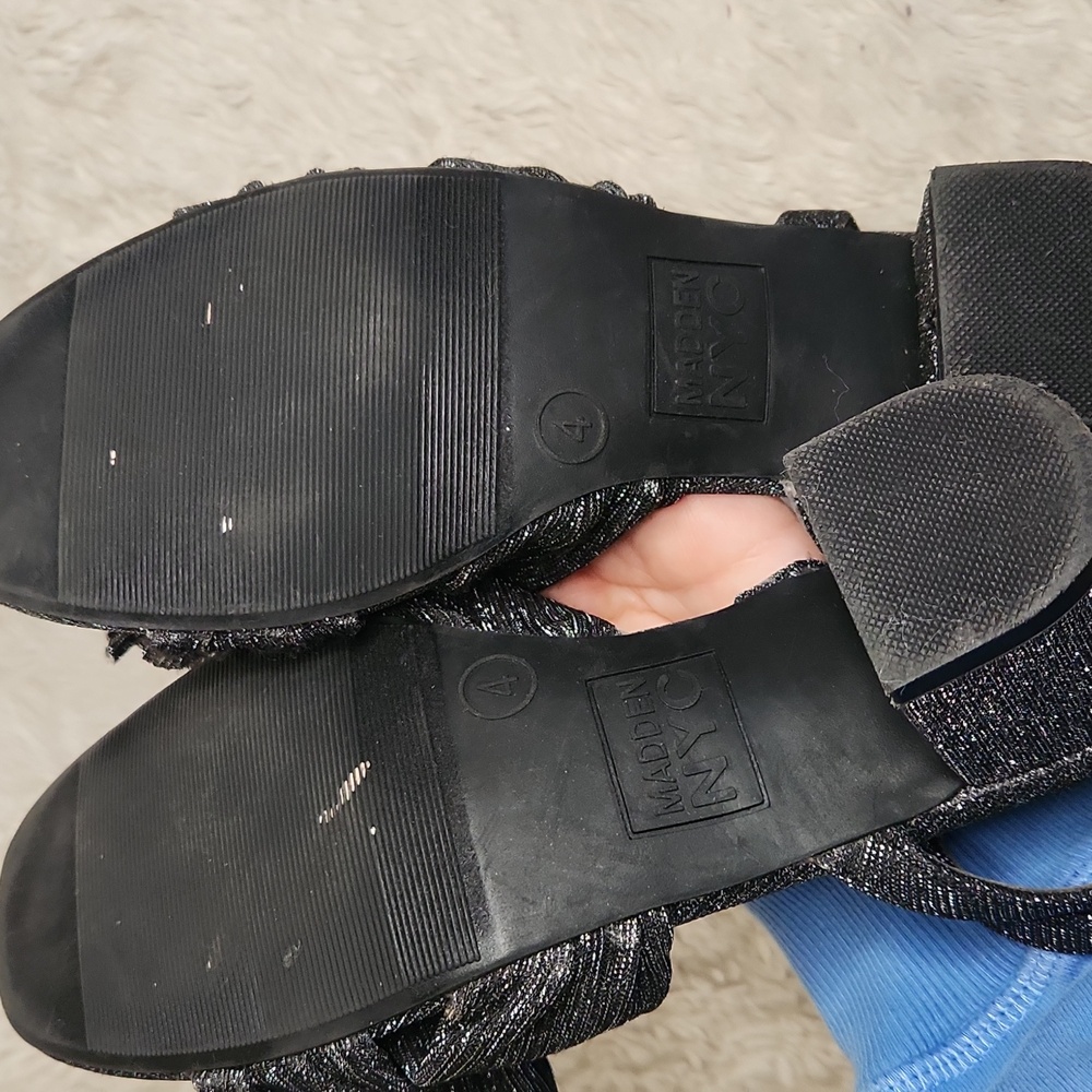 Girls Madden NYC Metallic Black Sparkle Heels Sz 4 - Picture 8 of 12